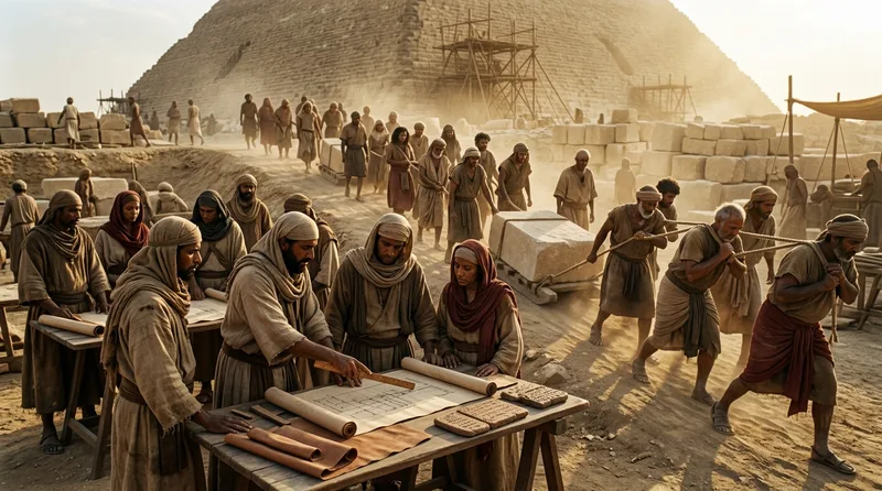 Workforce Organization: Permanent Architects and Seasonal Muscle - Historical illustration