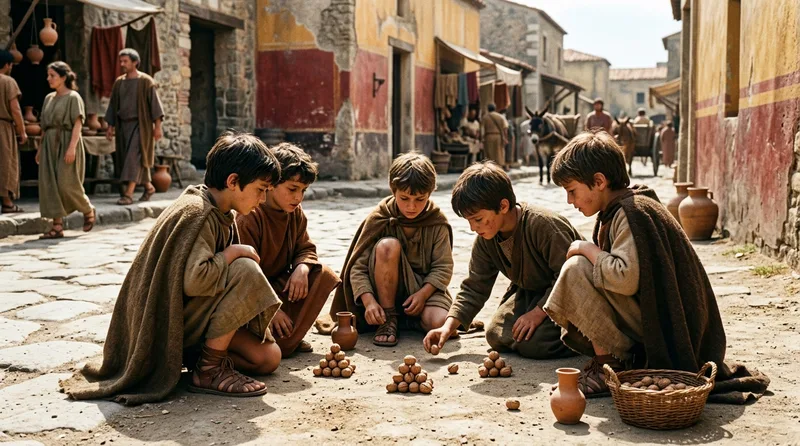 The Nut Game Fresco Shows Roman Children Played With Remarkable Seriousness - Historical illustration