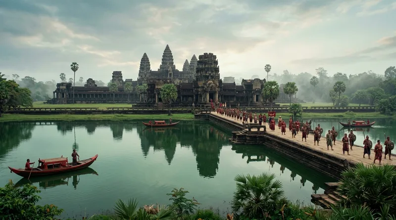 Angkor Wat Moat: Defense Through Water Mastery - Historical illustration