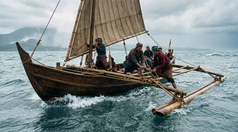 Outrigger Stabilization: Conquering the Indian Ocean’s Fury - Historical illustration