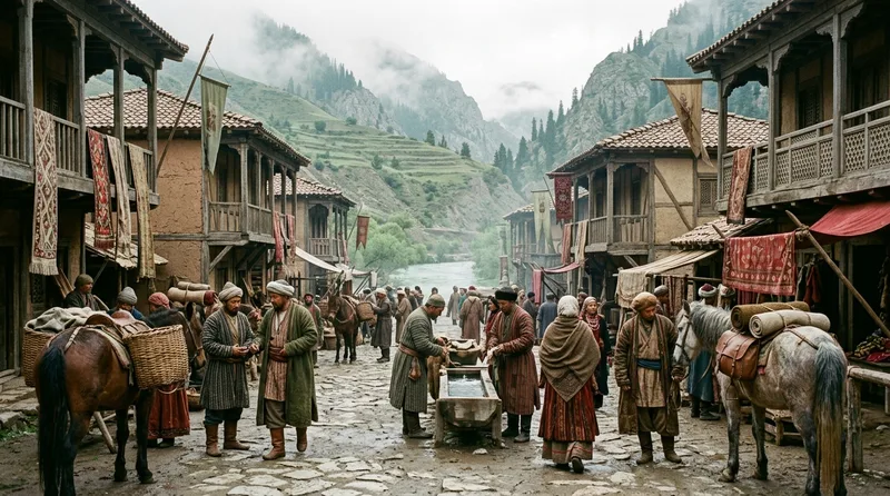 Almaliq Eastern Trade Route Station: The Merchant’s Gateway - Historical illustration