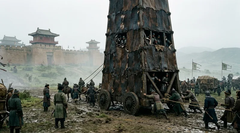 Wheeled Siege Towers: Mobile Fortresses of the Steppe - Historical illustration