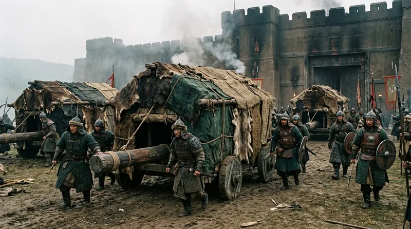 Protected Battering Rams: Fireproof Fortresses on Wheels - Historical illustration