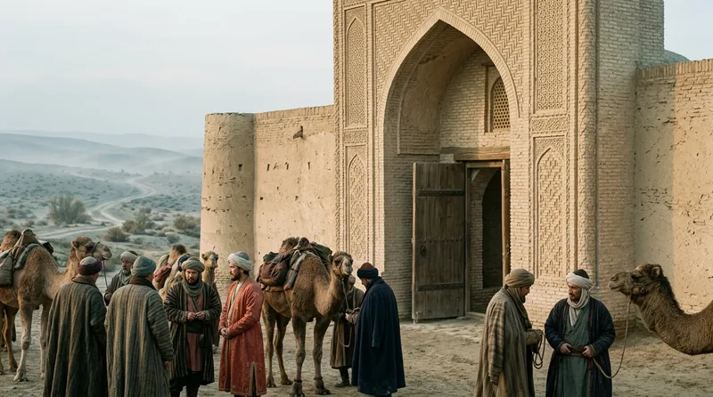 Caravanserai Architecture: Fortified Banks Every 30 Miles - Historical illustration