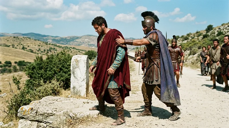 Caracalla: Stabbed While Urinating on a Roadside - Historical illustration