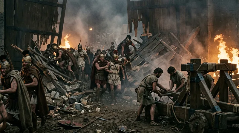 Macedonian Torsion Artillery Shattered Theban Gates in Hours - Historical illustration